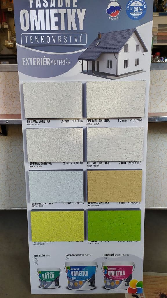 vzorkovník, fasádne omietky, ukážky