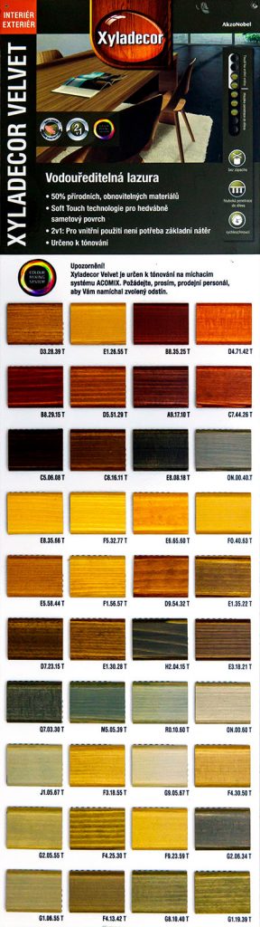 xyladecor, xyladecor velvet, paleta farieb, vzorkovník
